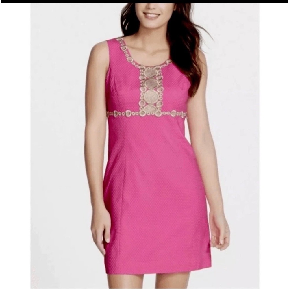 Lilly Pulitzer Rosie Shift Dress Pink/Gold Size 12